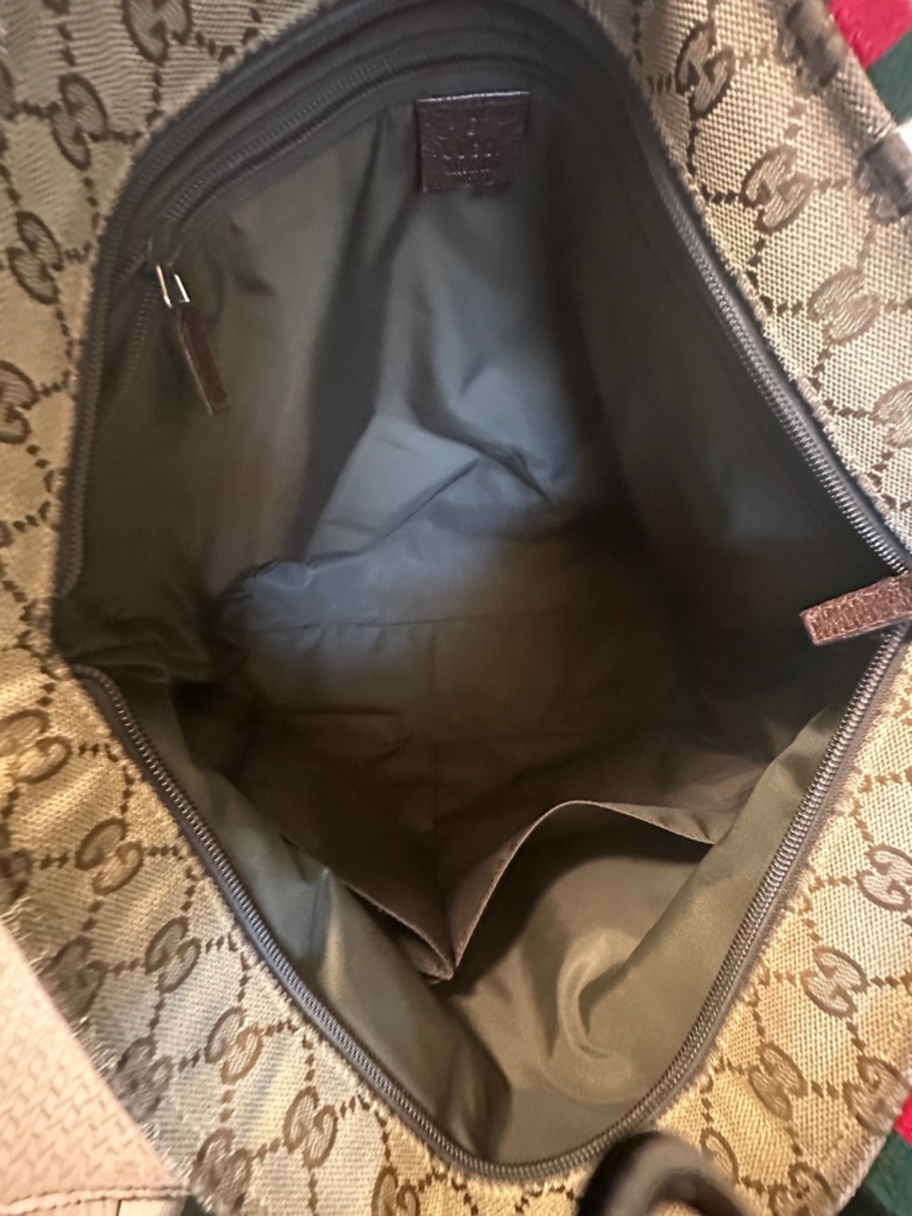 Gucci Brown GG Monogram Canvas Tote with Dark Brown Leather Patch - Picture 11 of 16